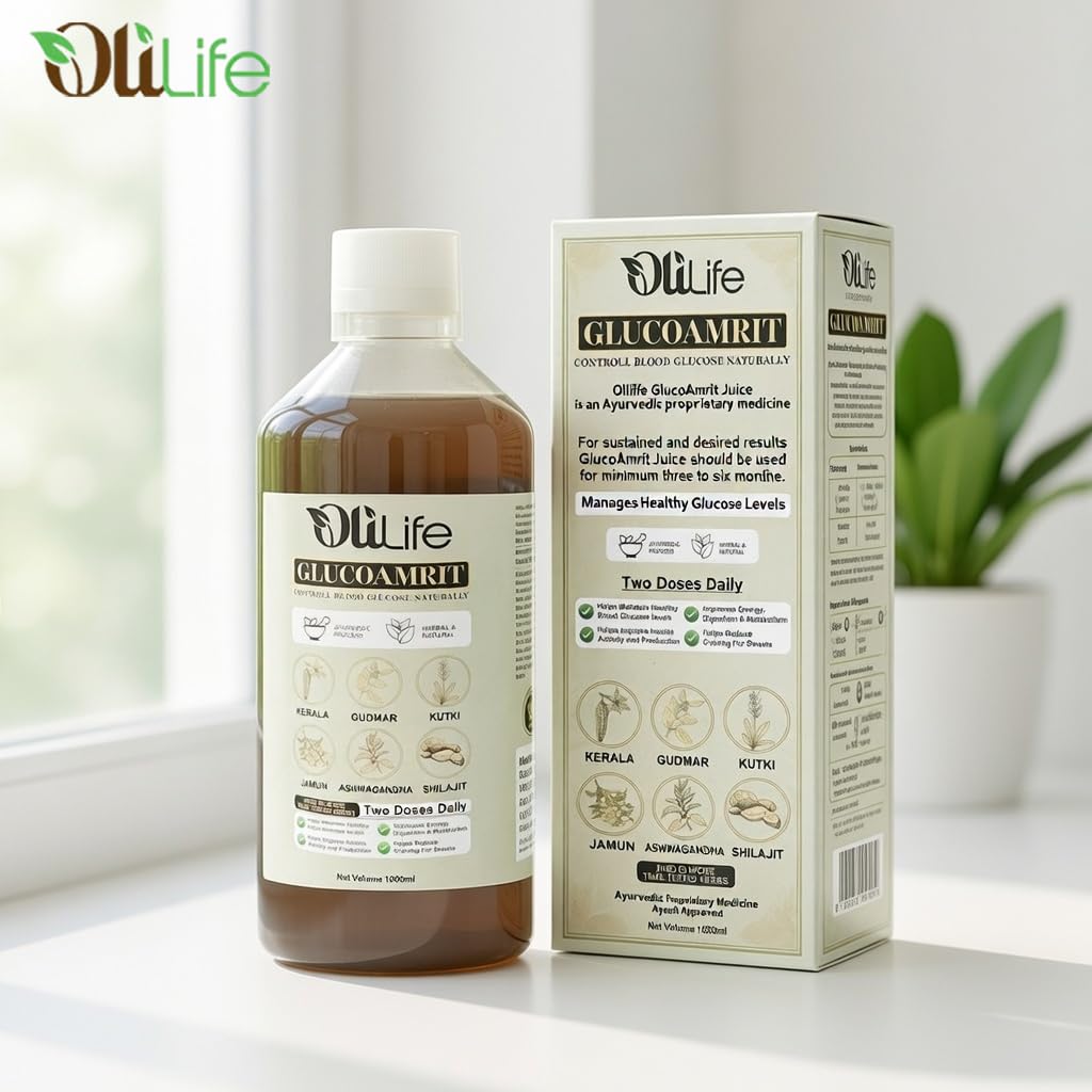OliLife GlucoAmrit Juice 1000 ml | Ayurvedic & Herbal Diabetes Care Juice for Blood Sugar Support, Metabolic Balance & Daily Wellness
