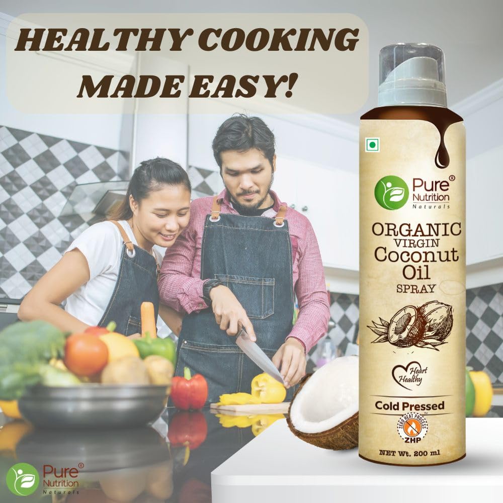 Pure Nutrition Combo Pack Of Virgin Coconut Oil & Avocado Oil Cooking Spray 200ml |100% Organic | Low Calorie Cooking - 10X LESS Oil | For Cooking, Dressing, Sauteing, Baking & Frying | Good for Skin