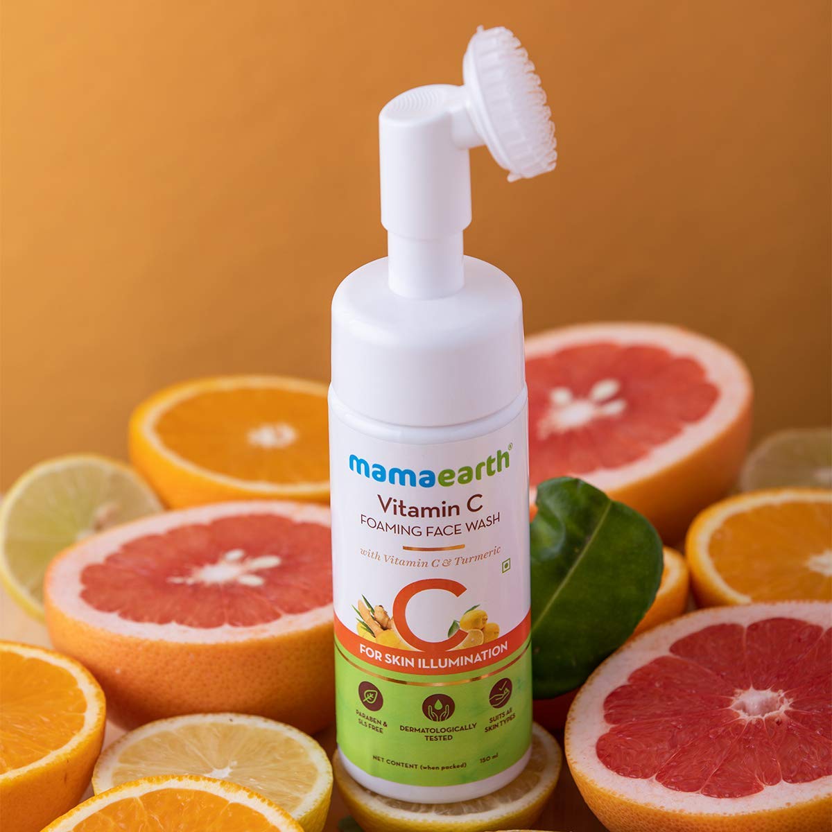 Mamaearth Vitamin C Face Wash with Turmeric & Foaming Silicone Cleanser Brush - 150ml