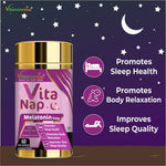 Vitaminnica Vita Nap Melatonin Sleeping Pills – Supports Restful Sleep, Fall Asleep Faster & Promotes Relaxation – Stress & Occasional Sleeplessness Support – 60 Veg Capsules