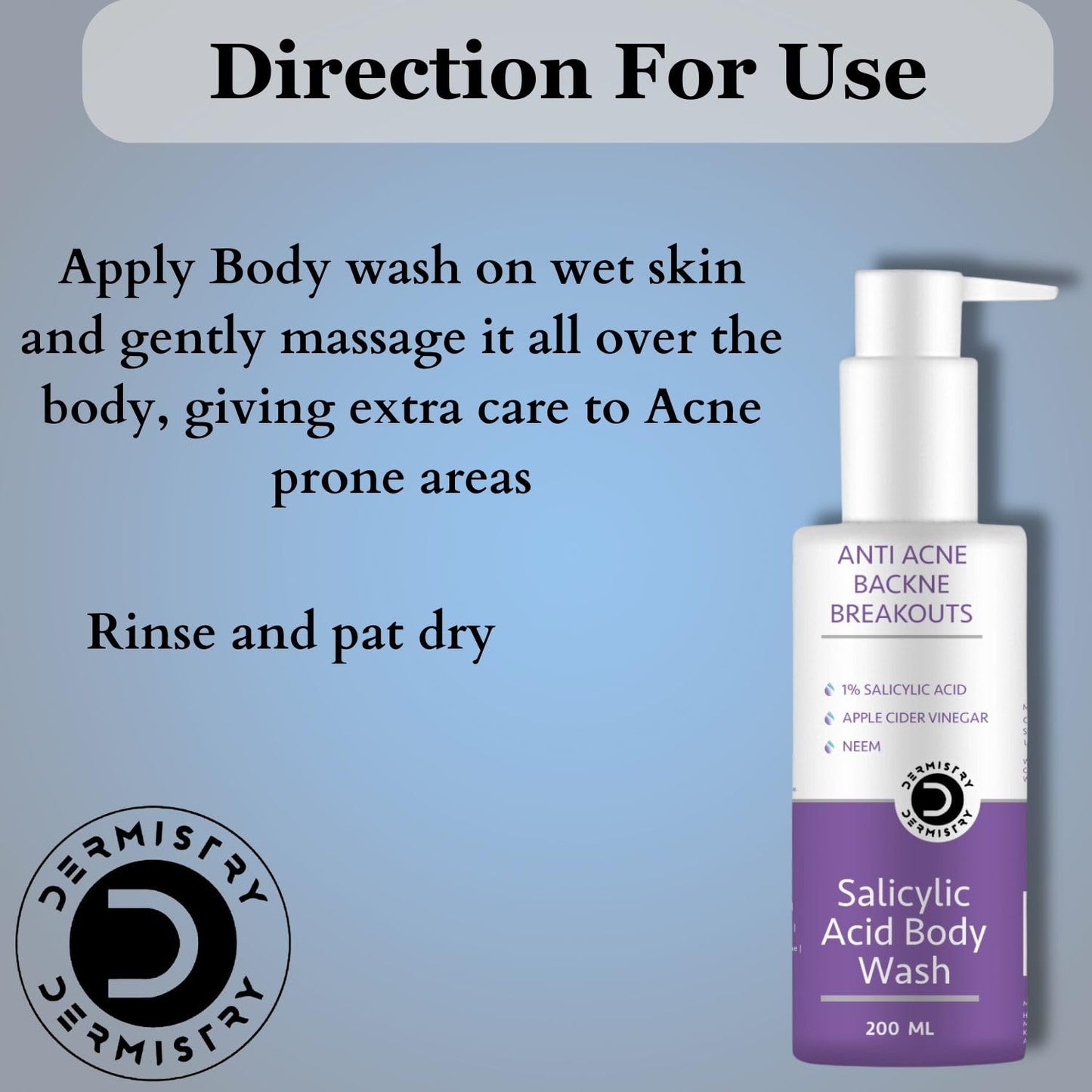 Dermistry 1% Salicylic Acid Back Acne Body Wash