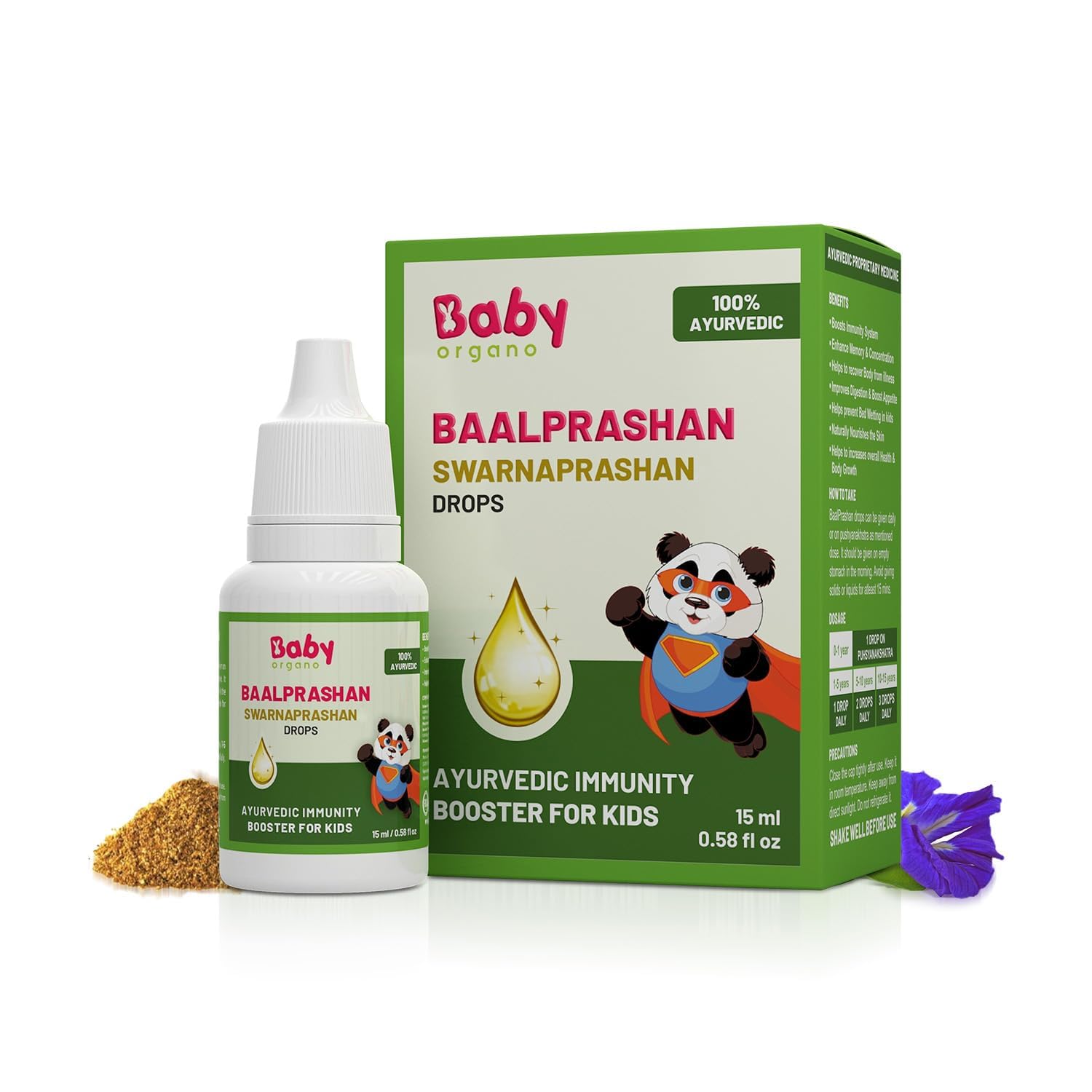 Baby Organo BaalPrashan Drop Swarnaprashan | Ayurvedic Immunity Booster for Kids - 15ml
