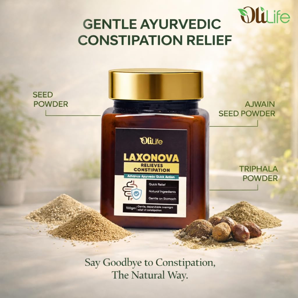 OliLife Laxonova Powder 100 g | Ayurvedic Constipation Relief Powder for Hard Stool, Smooth Bowel Movement, Gut Health, Piles & Fissure Support