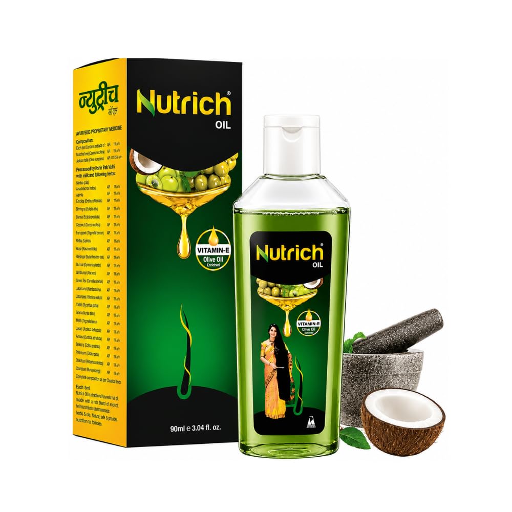 Ayulabs Nutrich Oil | For Hair Fall Control, Premature Greying & Scalp Care | 90 ml