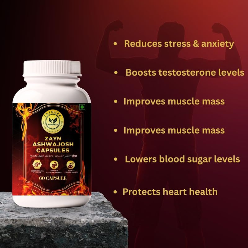 Zaynura Ayurveda Ashwajosh Capsules for Men’s Vitality – Premium Ayurvedic Stamina & Vigor Booster Elevate Your Strength, Stamina, and Confidence Naturally