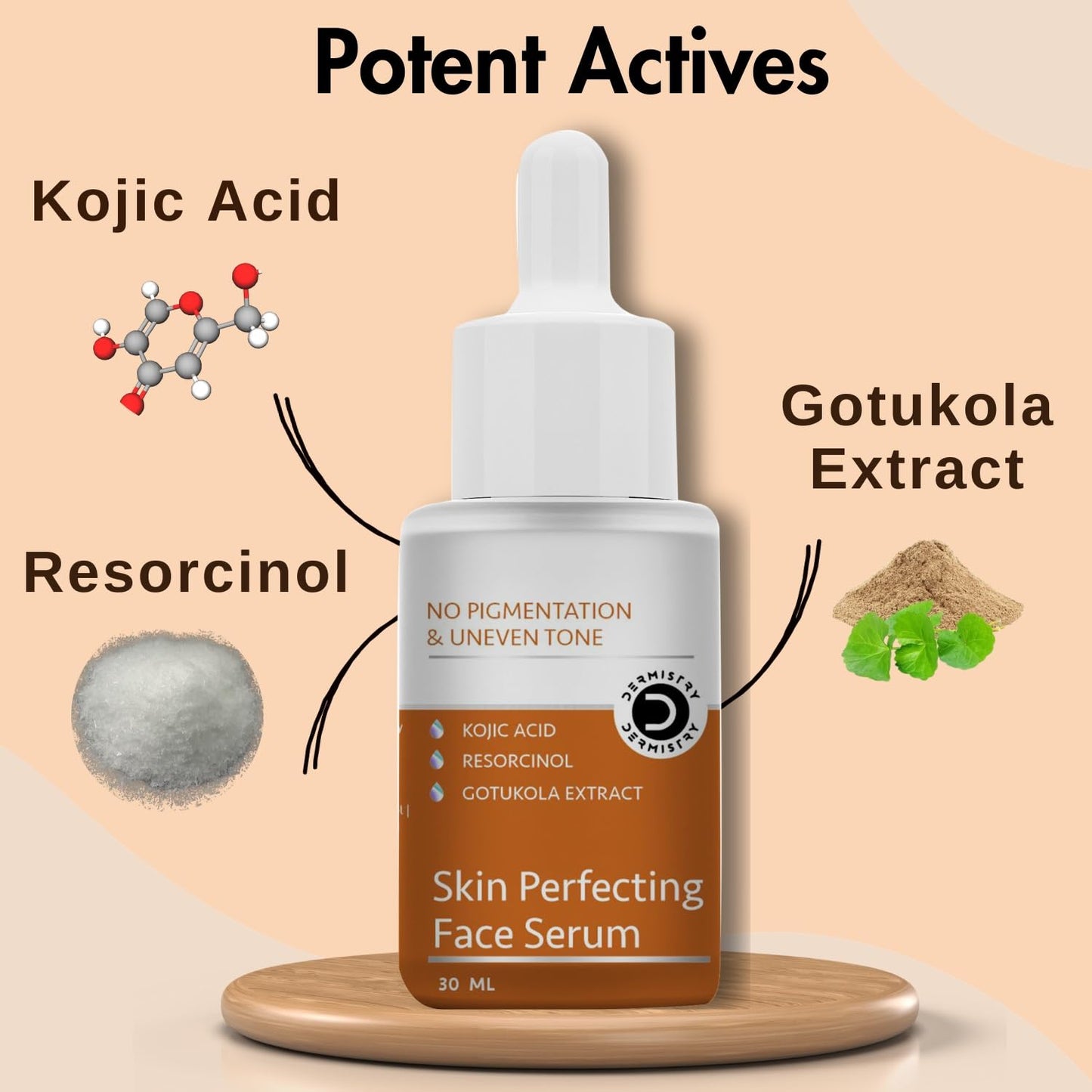 Dermistry No Pigmentataion & Uneven Tone Kojic Acid Skin Perfecting Face Serum - 30ml