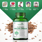 Simply Herbal Vegan Omega 3 6 9 Capsules 500mg Supplement Triple Strength Flaxseed, DHA for Heart, Joint & Brain Health, Immunity Booster - 60 Capsules