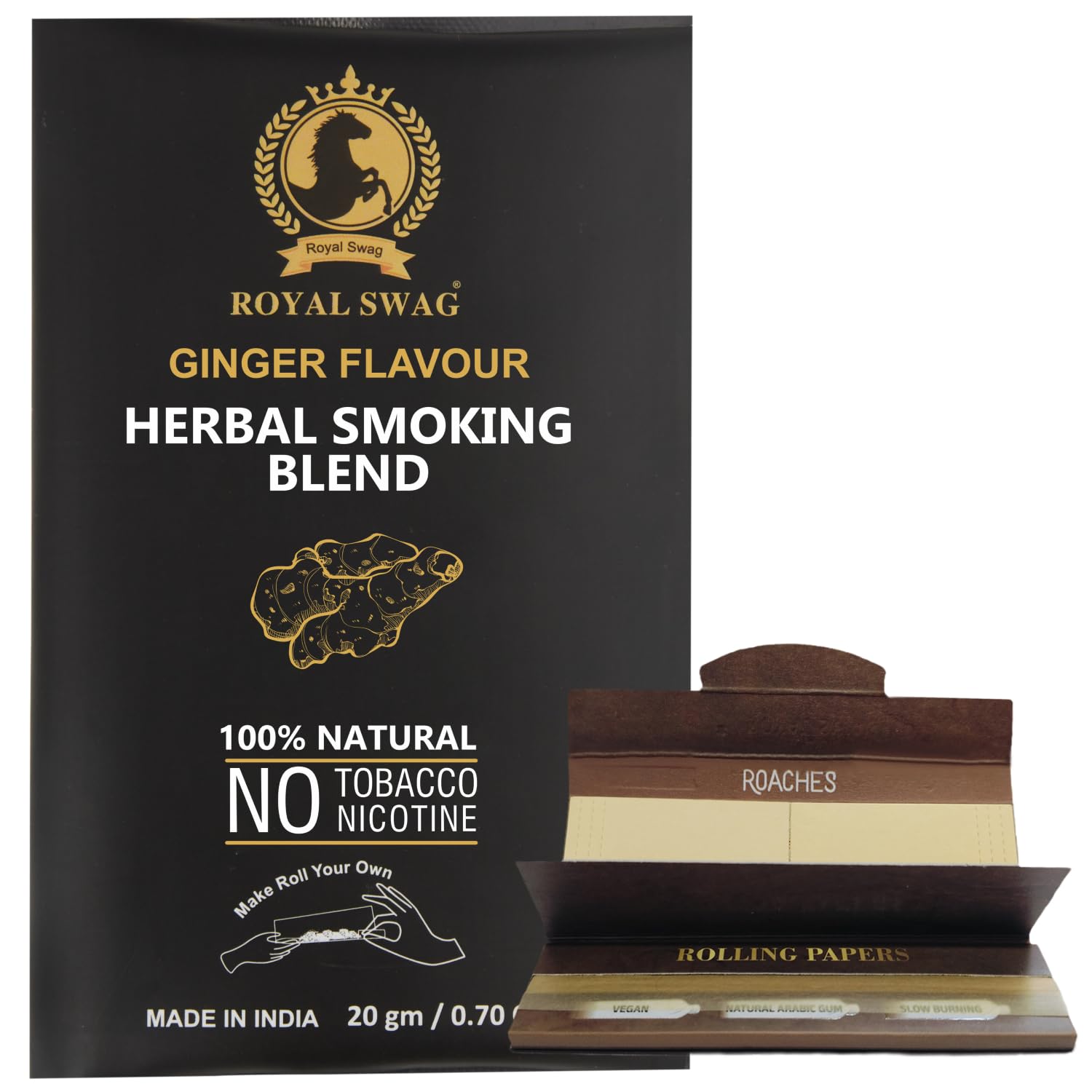 Royal Swag Zinger Herbal Smoking Blend (20g) & King Size Slim Papers Combo Pack