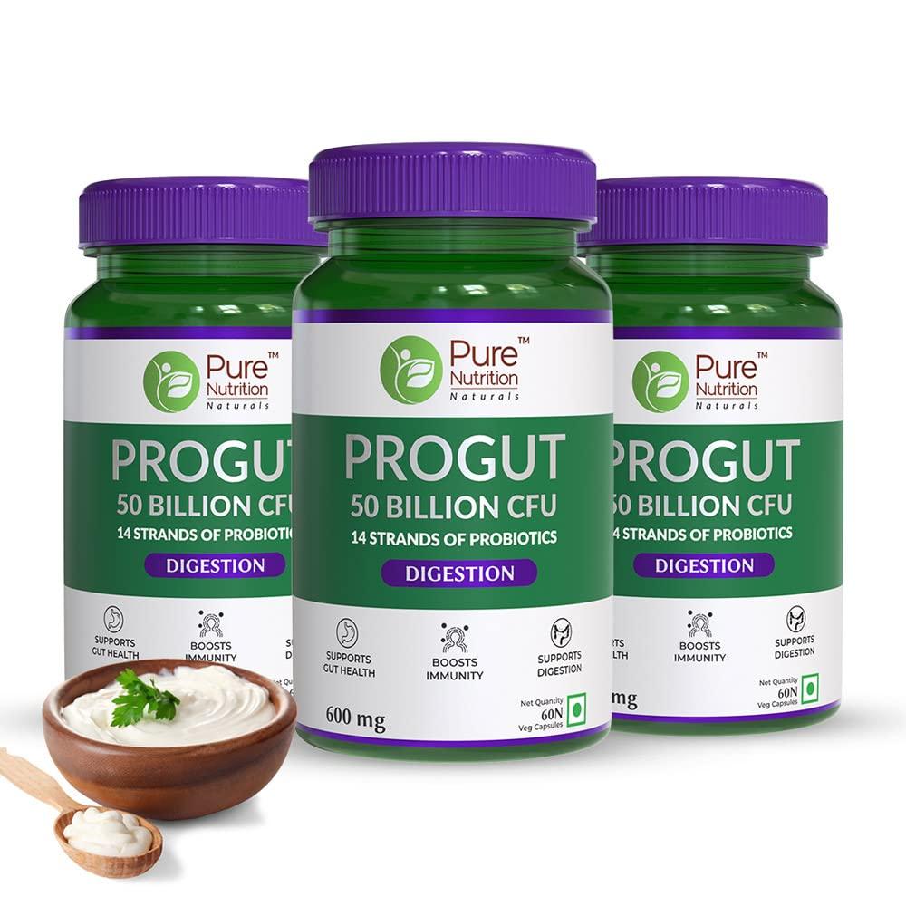 Pure Nutrition Progut Probiotics 50 Billion CFU Capsule for Digestion & Gut Health | Capsule