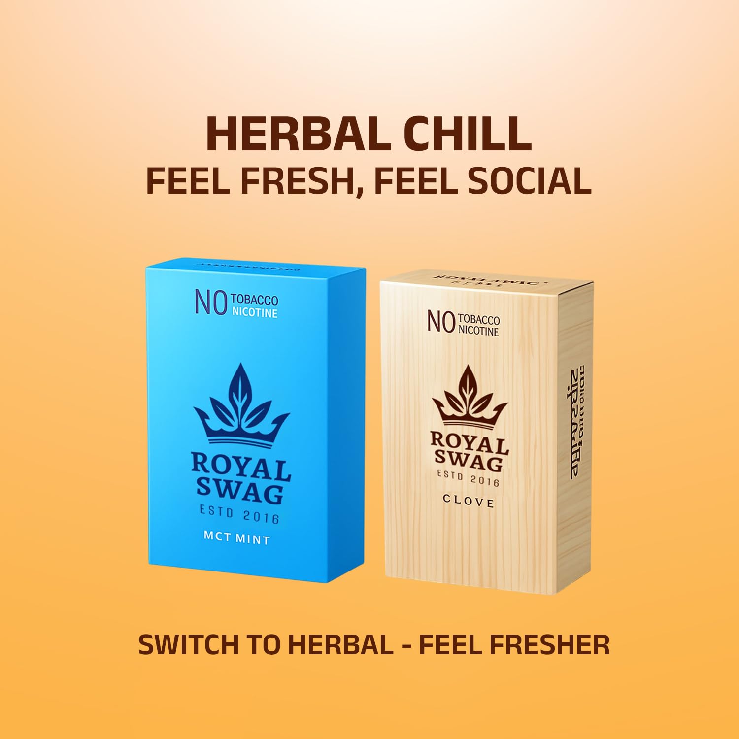 Royal Swag Herbal Cigarettes Clove & Mint Flavour - Tobacco Free (10 Sticks - 2 Pack)
