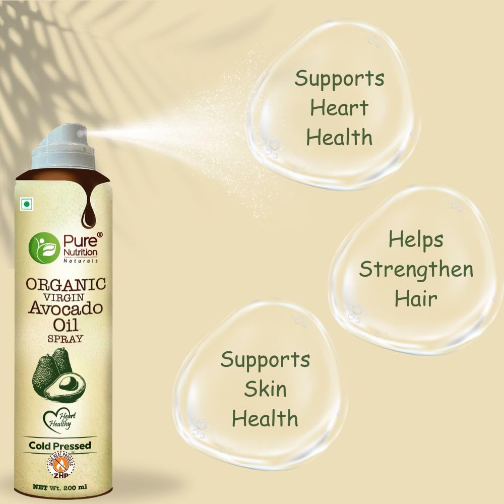 Pure Nutrition Combo Pack Of Virgin Coconut Oil & Avocado Oil Cooking Spray 200ml |100% Organic | Low Calorie Cooking - 10X LESS Oil | For Cooking, Dressing, Sauteing, Baking & Frying | Good for Skin