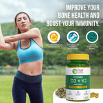 Pure Nutrition Vitamin D3 + K2 Tablets - Daily Wellness Supplement For Strong Bones, Immunity, Joint & Heart Health For Men & Women