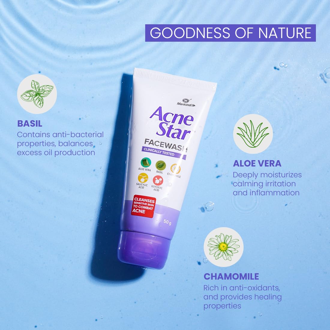 Acnestar Anti-Acne Face Wash | For Combination & Oily Skin - 50gm - Pack of 3