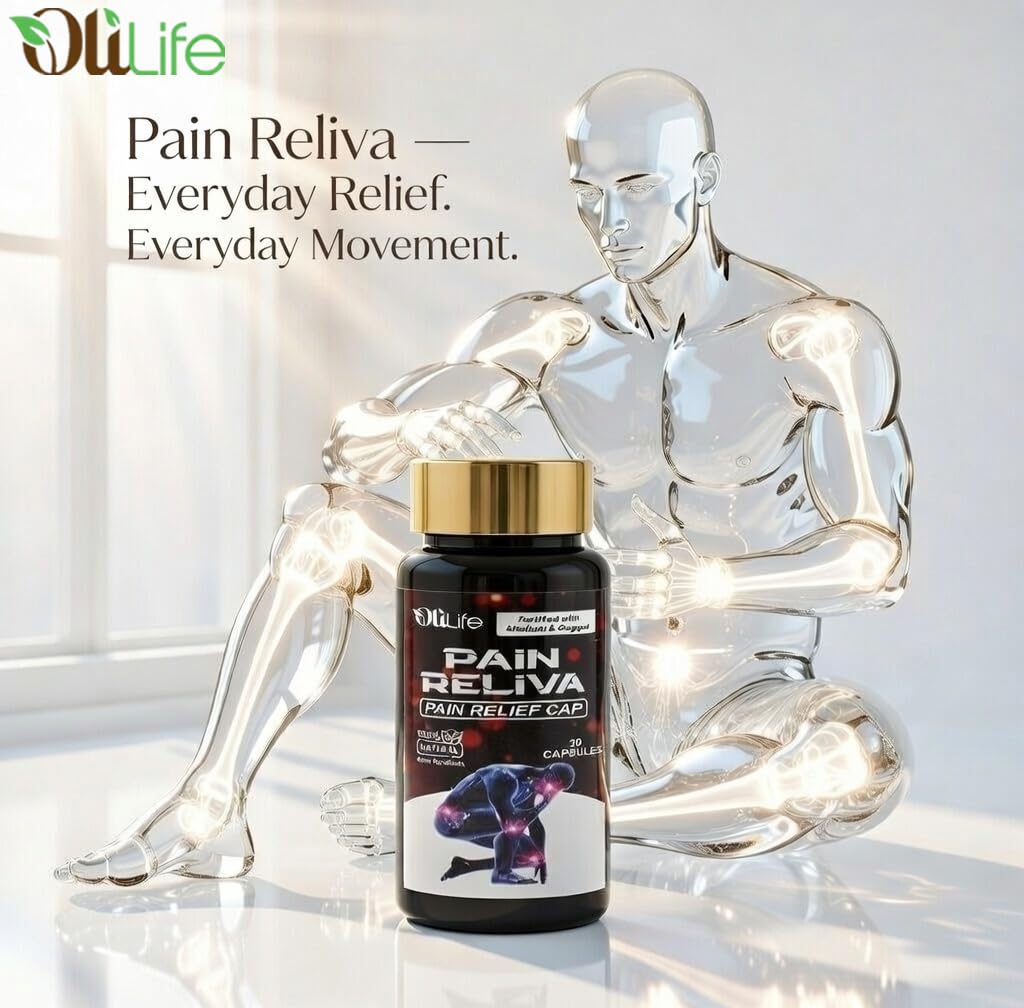 OliLife PainReliva Capsules 30 Capsules | Ayurvedic Joint Pain Medicine for Knee Discomfort, Back Aches, Joint Care, Arthritis Support, Inflammation Control, Muscle Bone Herbal Health & Mobility