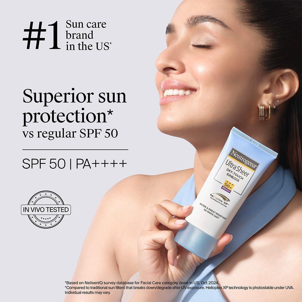 Neutrogena Ultra Sheer Dry-Touch Sunblock Sunscreen SPF 50+, PA+++ Lotion | UVA/UVB Protection | Water-Resistant