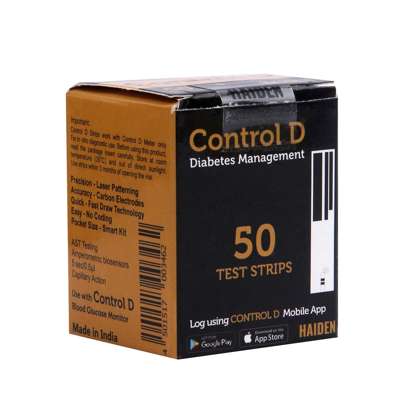 Control D Blood Glucose Test Strip (Only Strips) | Diabetes Monitoring Devices - 50 Strips
