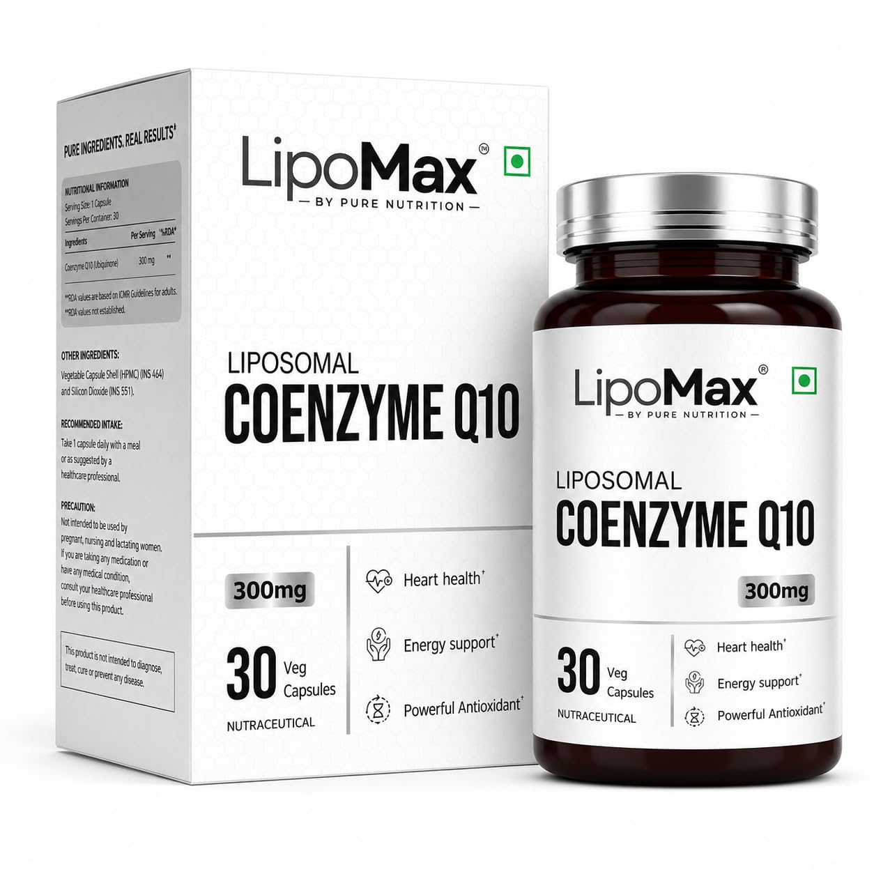Pure Nutrition Liposomal CoQ10 300mg (30%), 30 Capsules | Heart & Energy Support Supplement