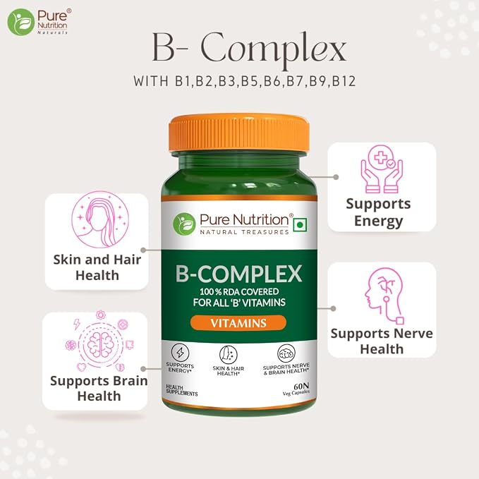 Pure Nutrition Vitamin B Complex 120 Tablets | B Vitamins Supplement for Energy & Wellness Support