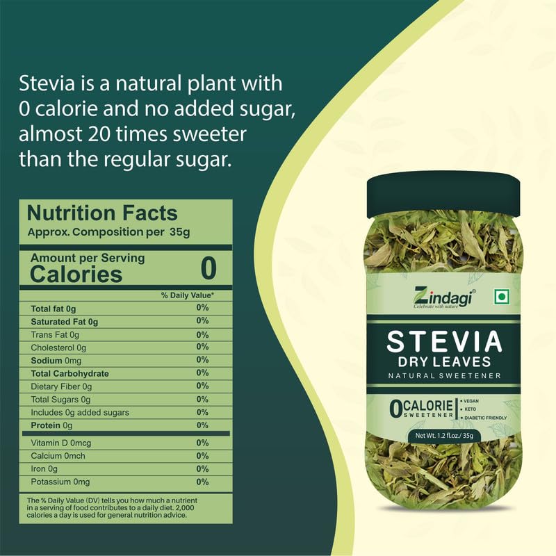 Zindagi Stevia Leaves & Stevia Liquid Drops | 100% Natural Zero-Calorie Sweetener Combo Pack
