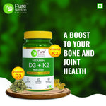 Pure Nutrition Vitamin D3 + K2 Tablets - Daily Wellness Supplement For Strong Bones, Immunity, Joint & Heart Health For Men & Women