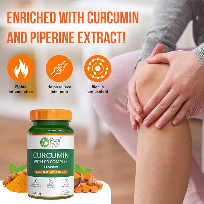 Pure Nutrition Curcumin with C3 Complex 760mg Veg Capsule - 60 Capsules