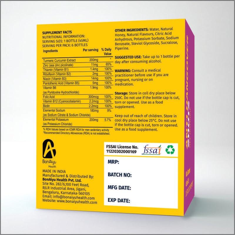 Bonaiyu Anti Hangover Shots (40ml Each) Spearmint Lemon