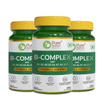 Pure Nutrition Vitamin B-Complex Tablets - 100% RDA for B Vitamins with B1, B2, B3, B5, B6, & B9| Boost immunity & support hair growth - 60 Veg Capsules