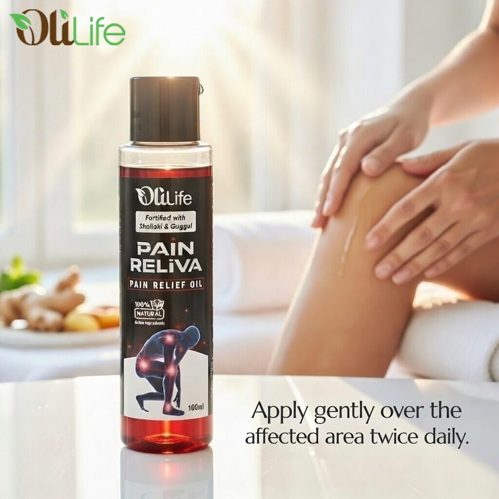 OliLife Pain Reliva Oil 100 ml | Ayurvedic Joint & Muscle Massage Oil for Pain Relief, Flexibility, Comfort, Relaxation & Mobility Herbal Support