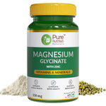 Pure Nutrition Magnesium Glycinate Tablet with Zinc for Bones, Muscles & Nerve Health - 60 Tablets