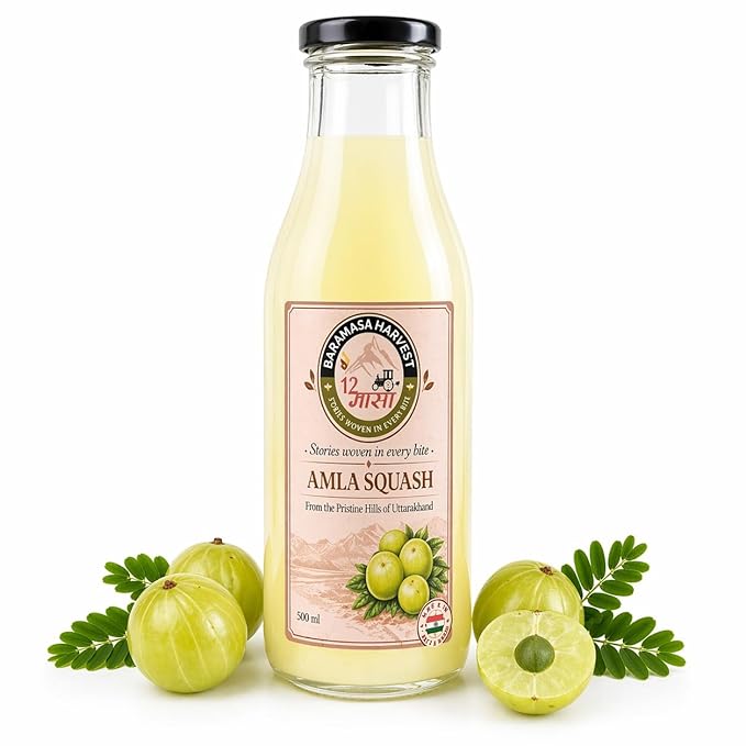 Baramasa Harvest Amla Squash (500ml) | Himalayan Indian Gooseberry Drink | Rich in Vitamin C & Digestive Support