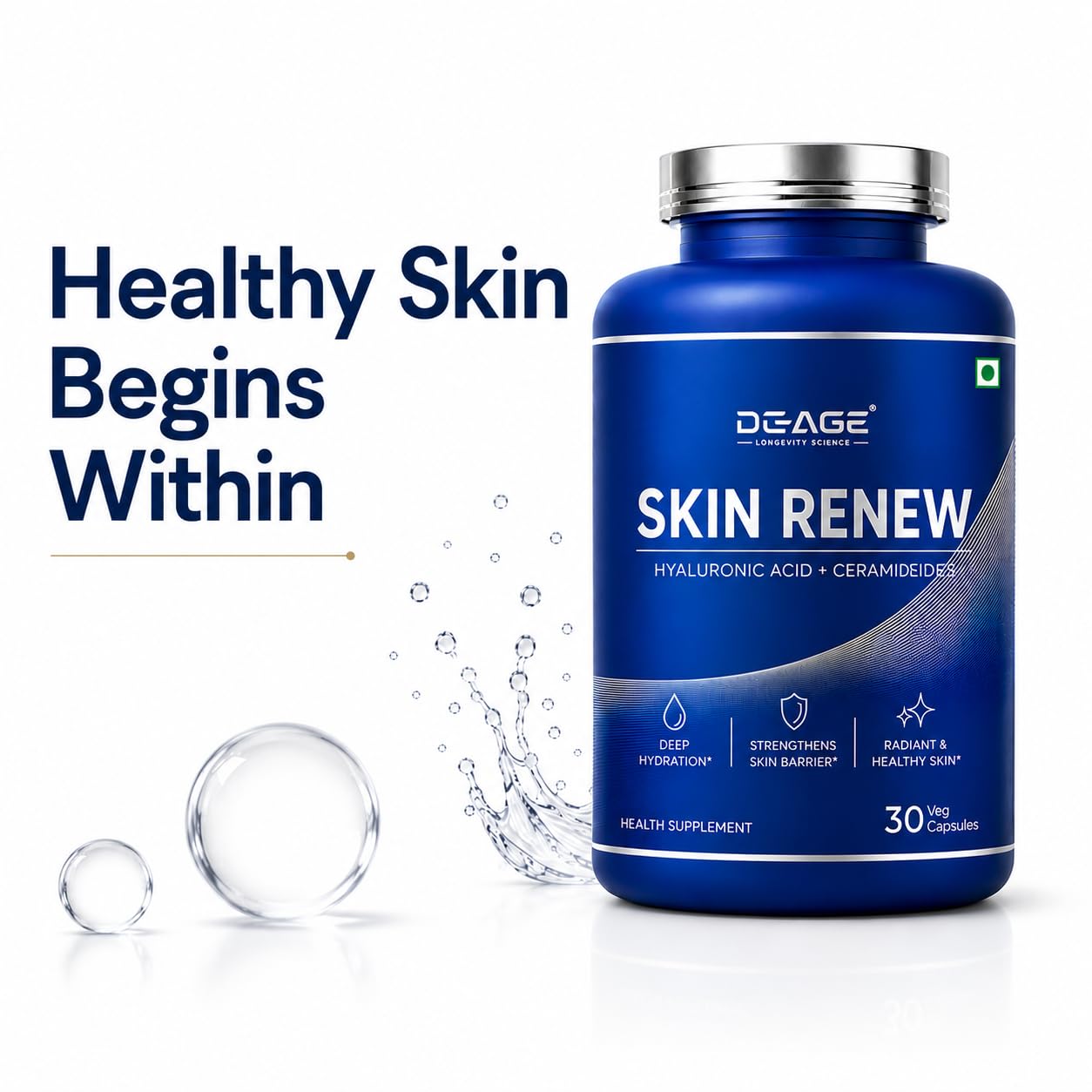 De-Age Anti-Aging Skin Care Supplement 30 Capsules | Skin Health & Healthy Aging Support