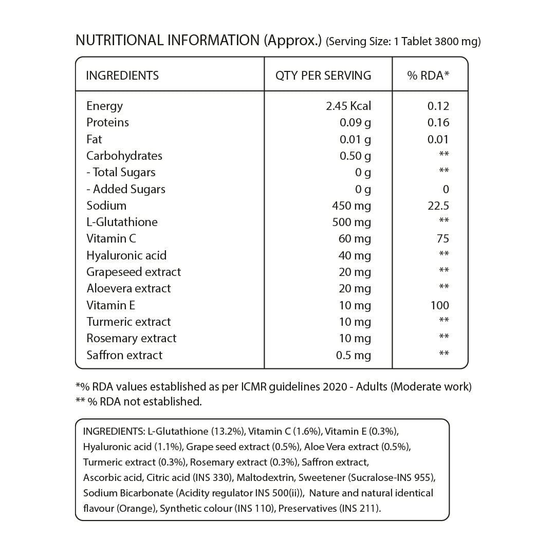 Pure Nutrition L-Glutathione Effervescent Tablets - 500mg - 15 Count