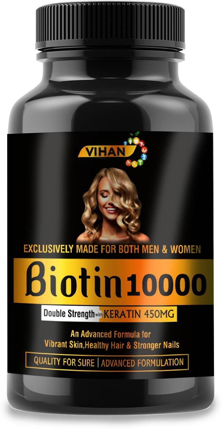 Vihan B I O T I N for Stronger Hair, Support Healthier Skin & Nails 60 Veg Capsules