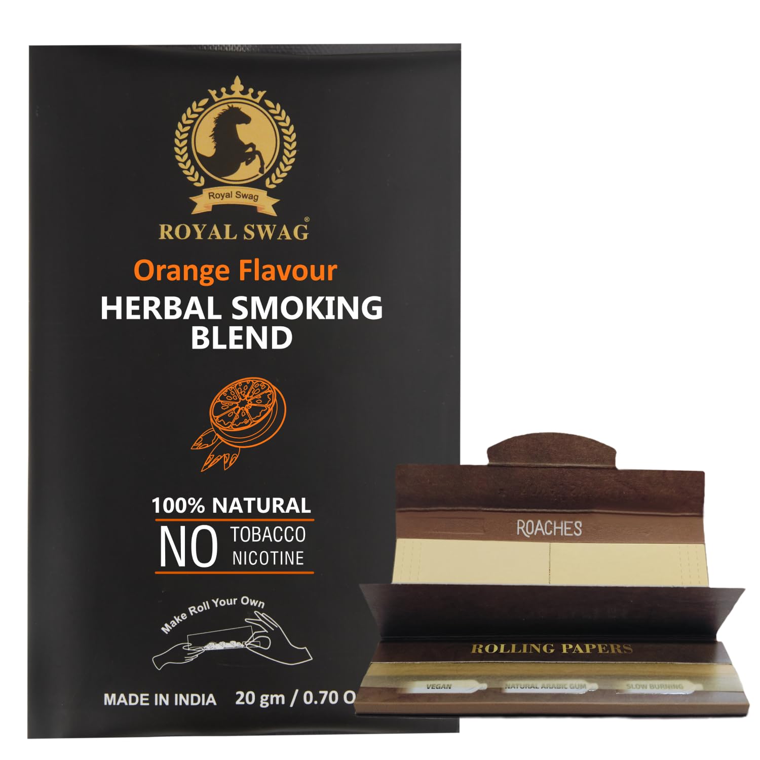 Royal Swag Orange Herbal Smoking Blend (20g) & King Size Slim Papers Combo Pack