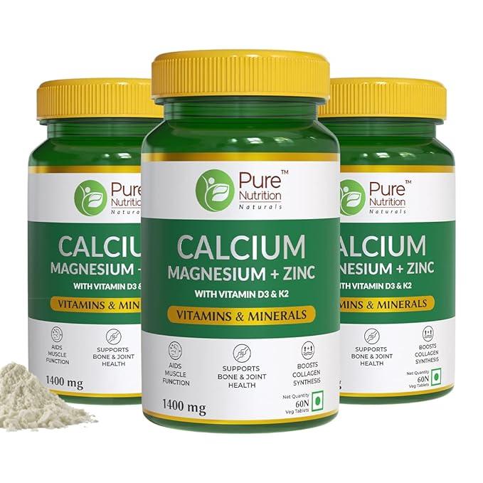 Pure Nutrition Calcium Magnesium + Zinc 1400mg Veg Tablet