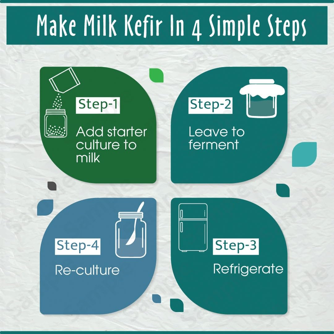 Kelifta by Feelgood Kefir® Milk Kefir Starter Culture Powder | 1 Pack - 5 Sachets | 60+ Live & Active Strains | Ferments 60+ Litres | For Dairy & Plant-Based Milk | Manual, Demo Video & Support