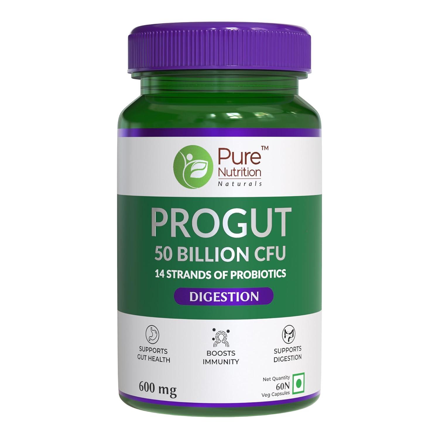Pure Nutrition Progut Probiotics 50 Billion CFU Capsule for Digestion & Gut Health | Capsule