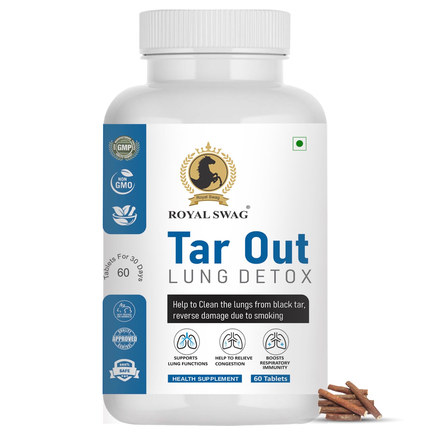 Royal Swag Tar Out Lung Detox Tablets - Natural Respiratory Support (60 Count)
