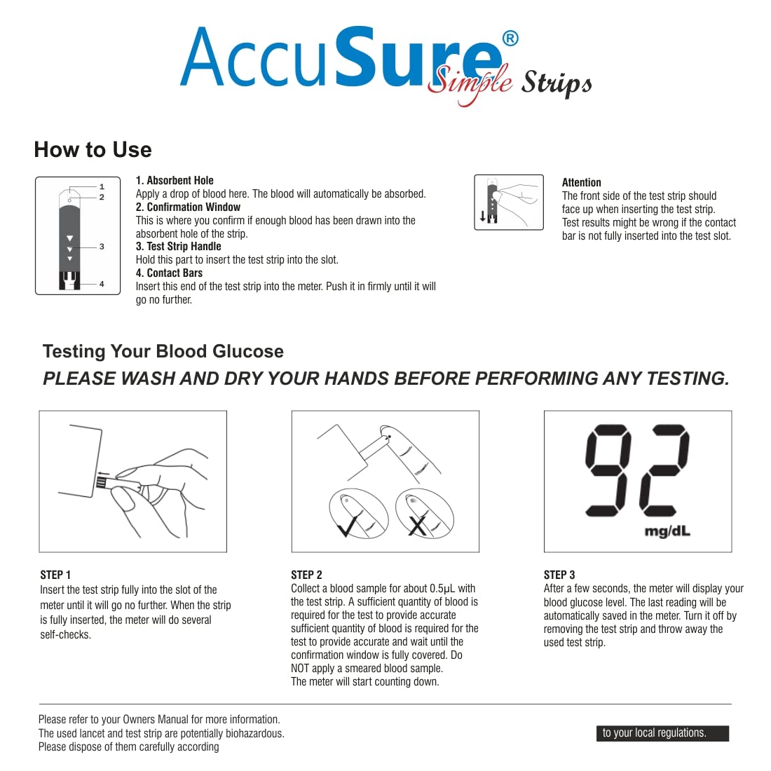 AccuSure Simple Blood Glucose Test Strip (Only Strip) | Diabetes Monitoring Devices