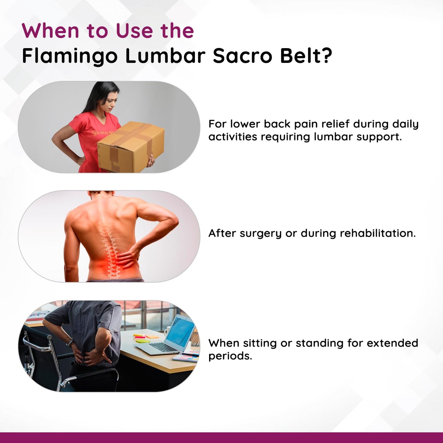 Flamingo Lumbar Sacro Belt | For Pain Relief | Supports Waist & Back