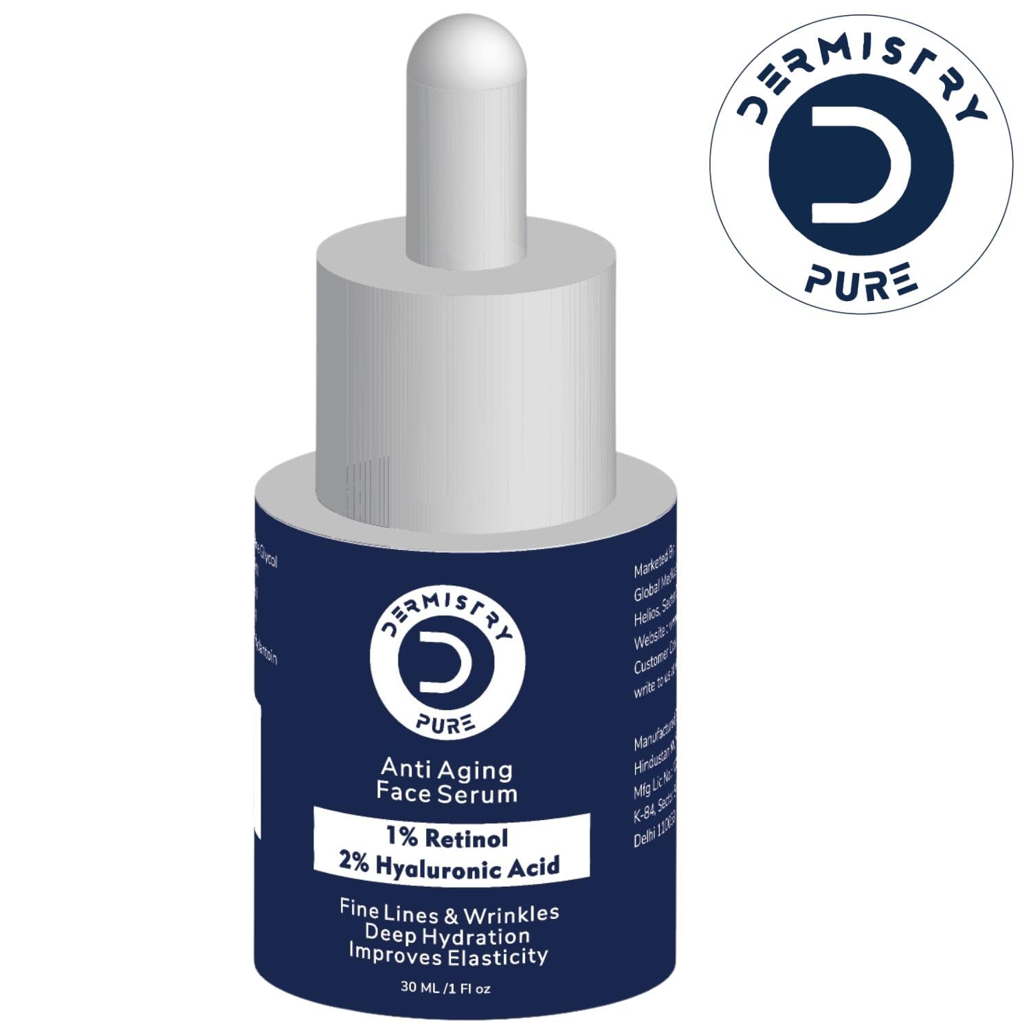 Dermistry Pure 1% Retinol 2% Hyaluronic Acid Anti Aging Face Serum