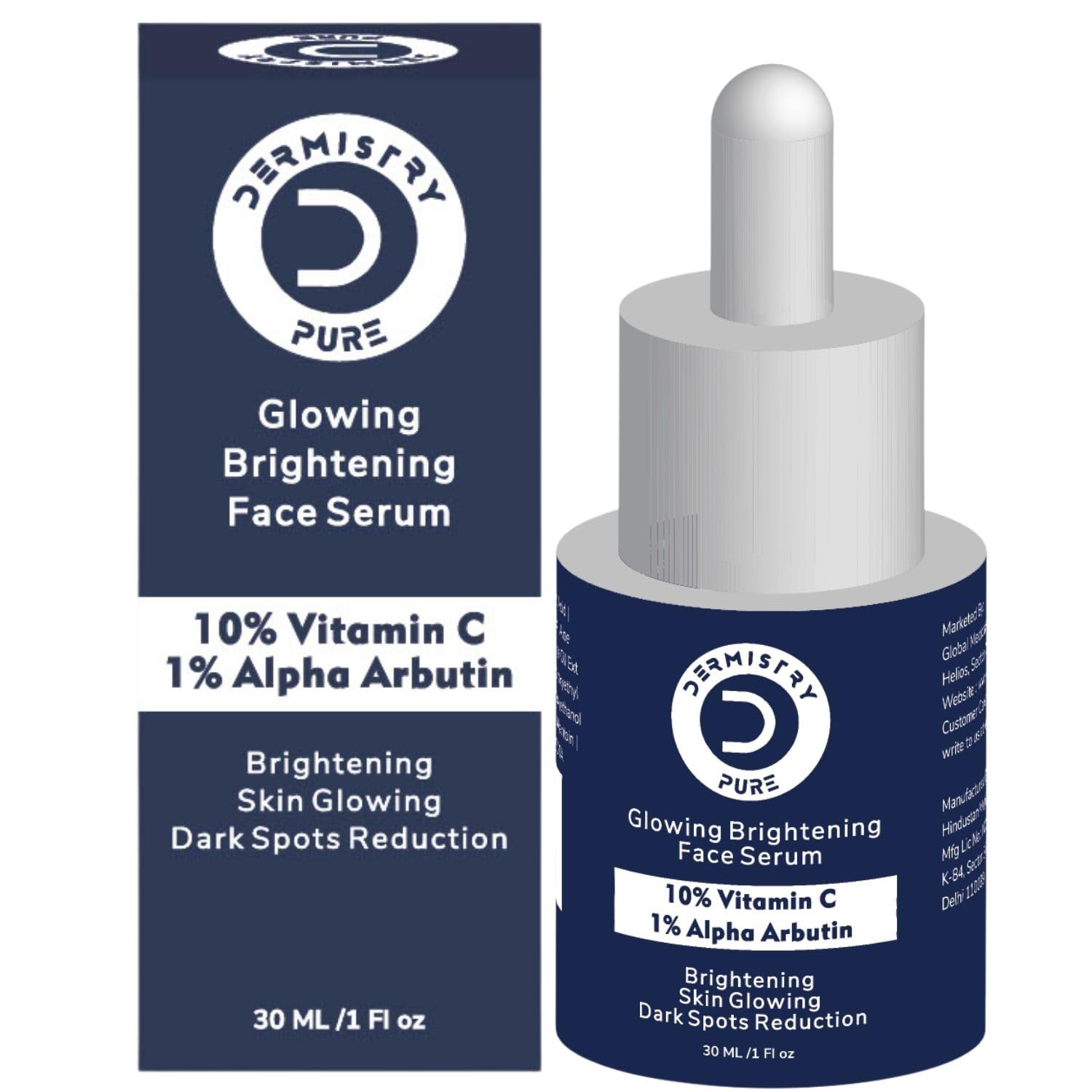 Dermistry Pure 10% Vitamin C 1% Alpha Arbutin Glowing Brightening Face Serum