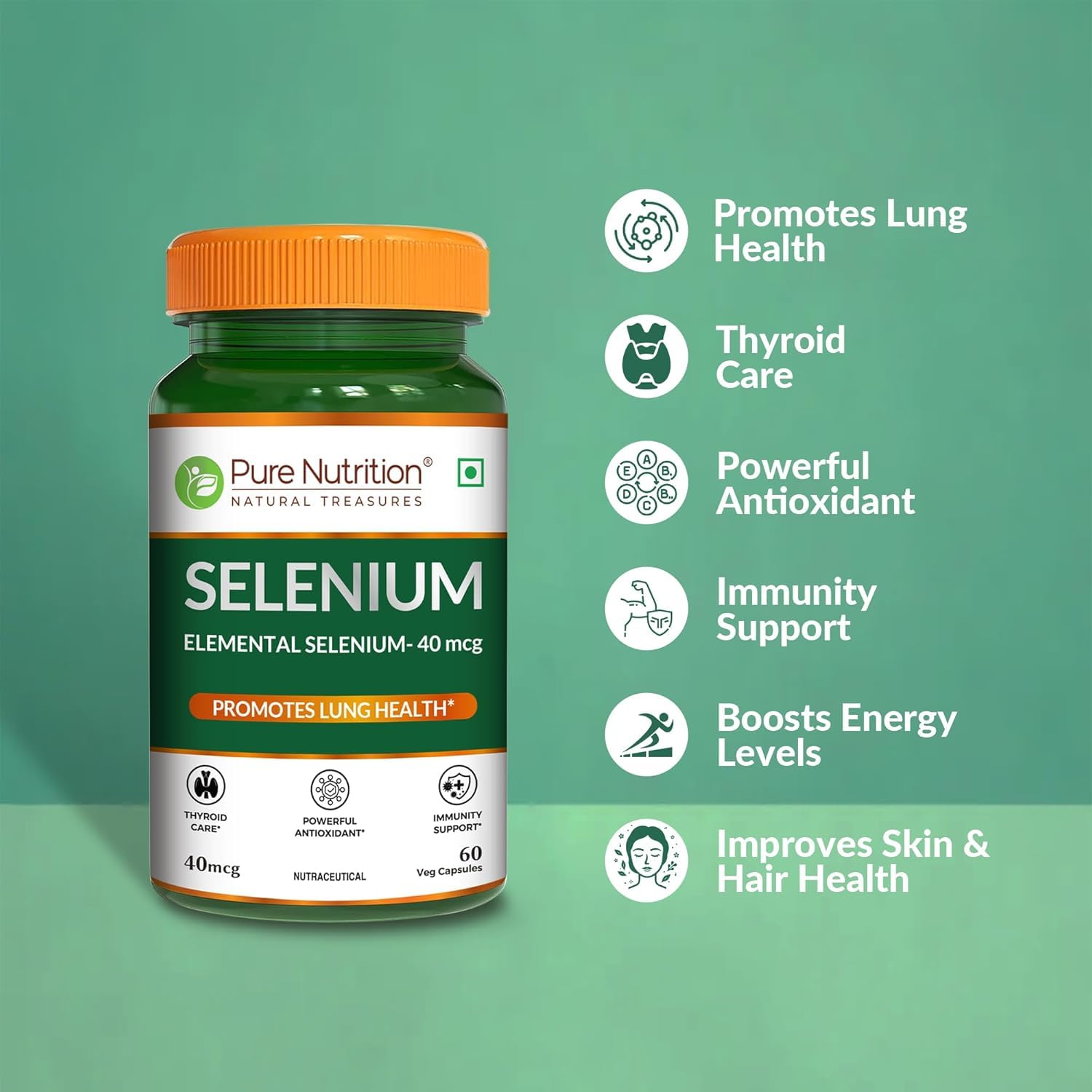 Pure Nutrition Selenium Extract 120 Veg Capsules | Antioxidant & Immune Health Support