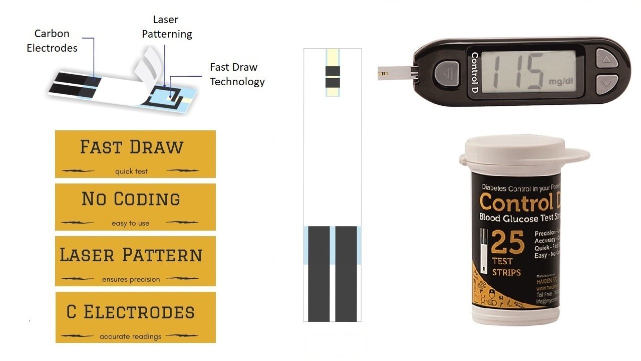 Control D Blood Glucose Test Strip (Only Strips) | Diabetes Monitoring Devices