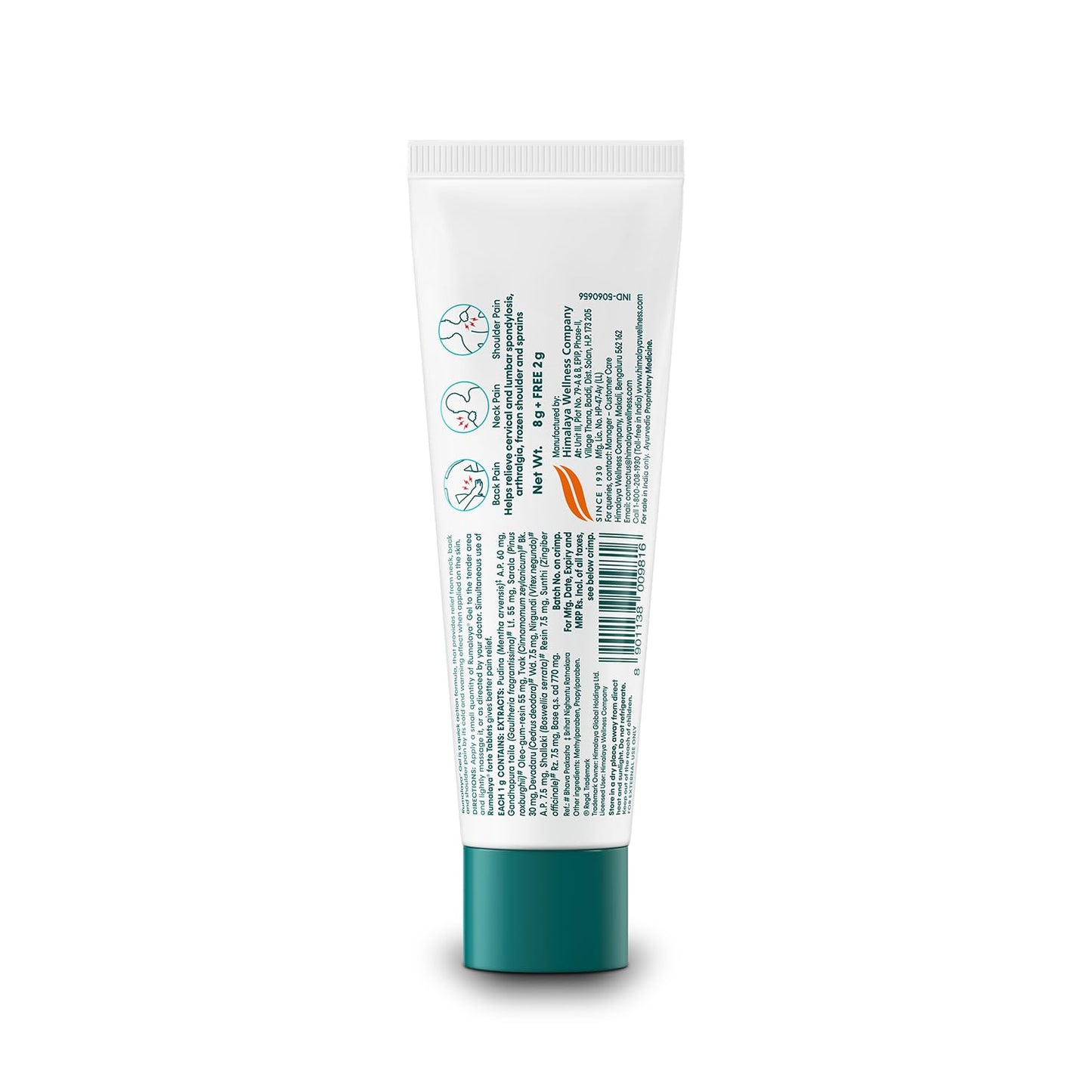 Himalaya Rumalaya Gel 10 g | 8 g + 2 g 25% Extra Free | Quick Relief Formula For Body Pain, Back Pain, Knee Pain, Muscle Pain, and Sprains | With Herbal Actives