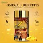 Vitaminnica Salmon Omega 3 Fish Oil Softgels Fatty Acids Great For Eyes, Skin, Heart, Joints & Brain Health || Double Strength (EPA & DHA) 60 Softgels for Men and Women
