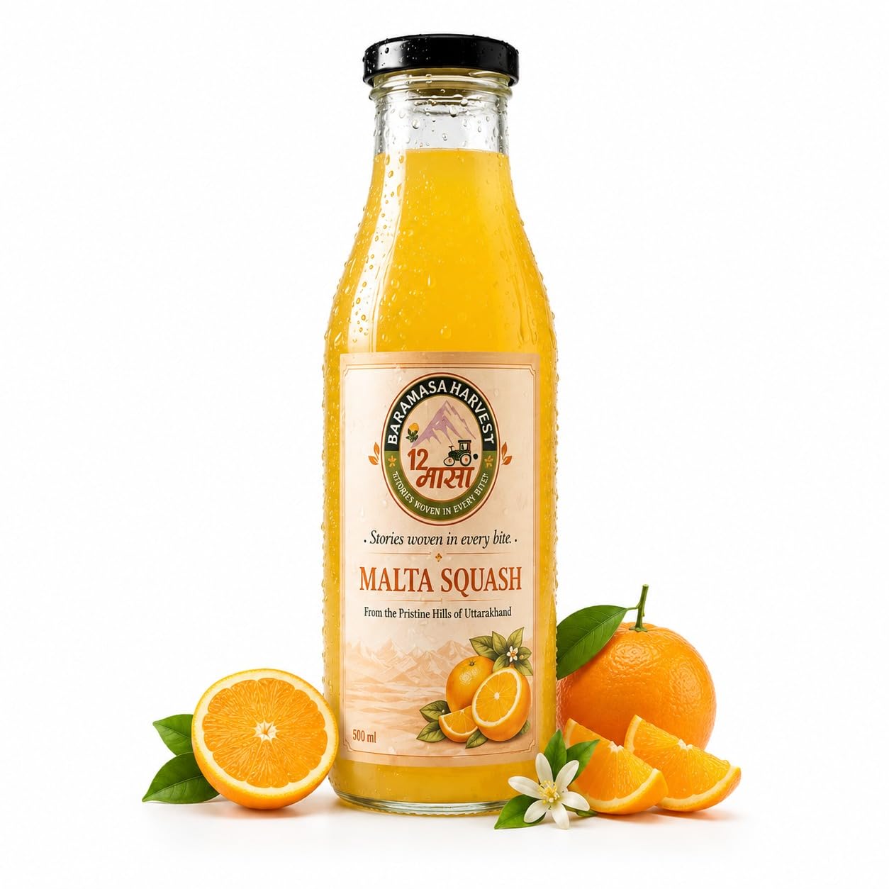 Baramasa Harvest Malta Squash (500ml) | Authentic Himalayan Orange Drink | Rich in Vitamin C & Natural Energy