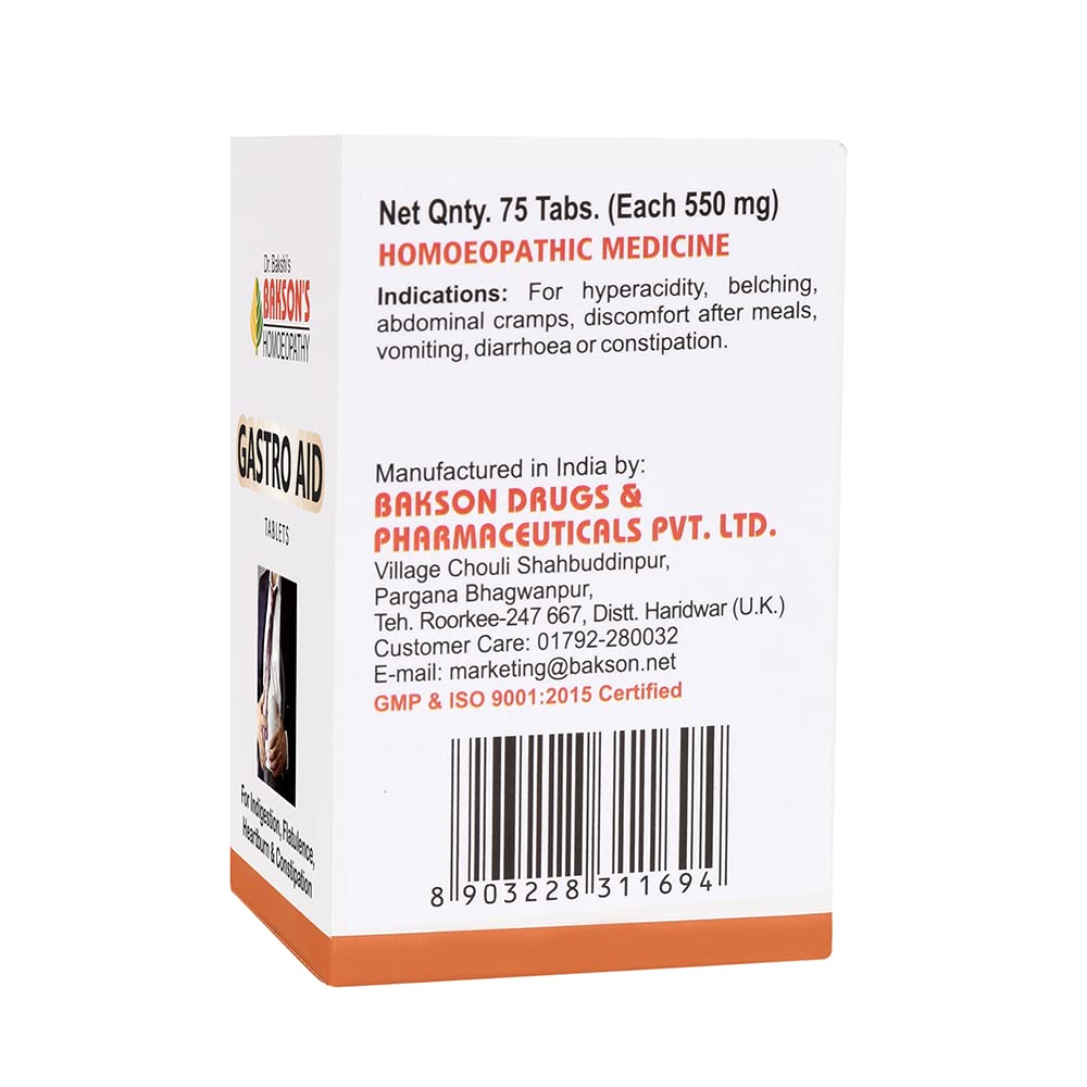 Bakson's Gastro Aid Tablet - 75 Tablets - Pack of 2