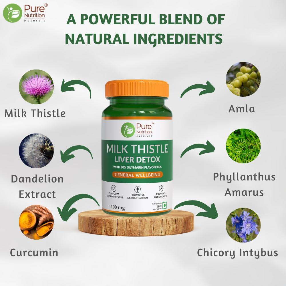 Pure Nutrition Milk Thistle Liver Detox Supplement Tablets - 60 Veg Tablets