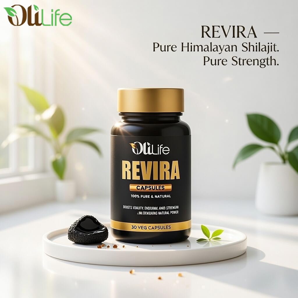 OliLife Revira Capsules 30 Caps | Ayurvedic Supplement with Original Himalayan Shilajit for Energy, Stress Relief & Physical Performance Support
